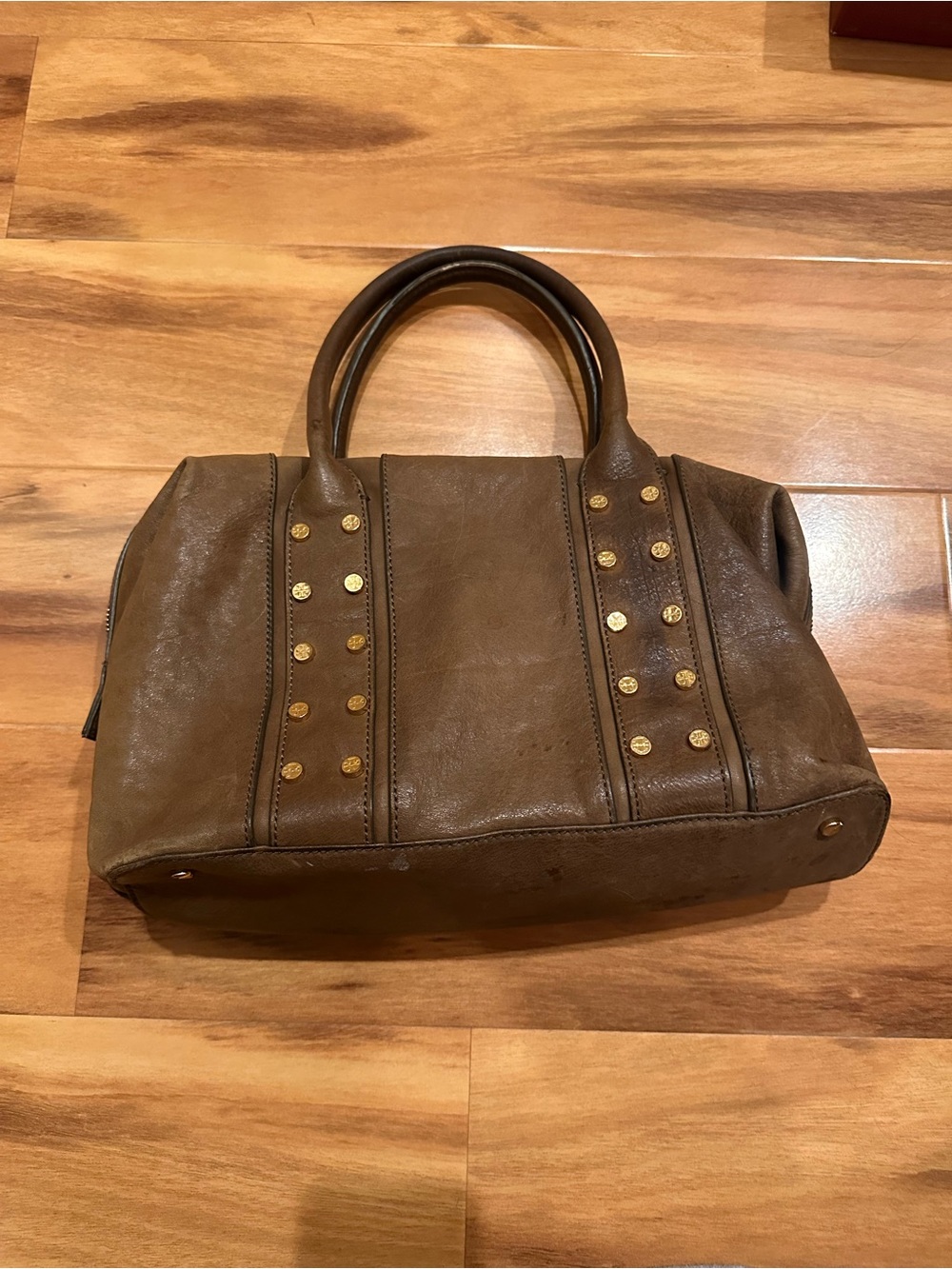 Tory Burch Brown Leather Studded Tote